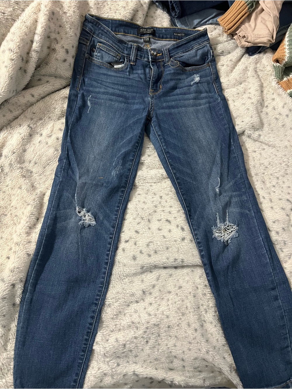 Judy Blue Dark Blue Distressed Skinny Jeans